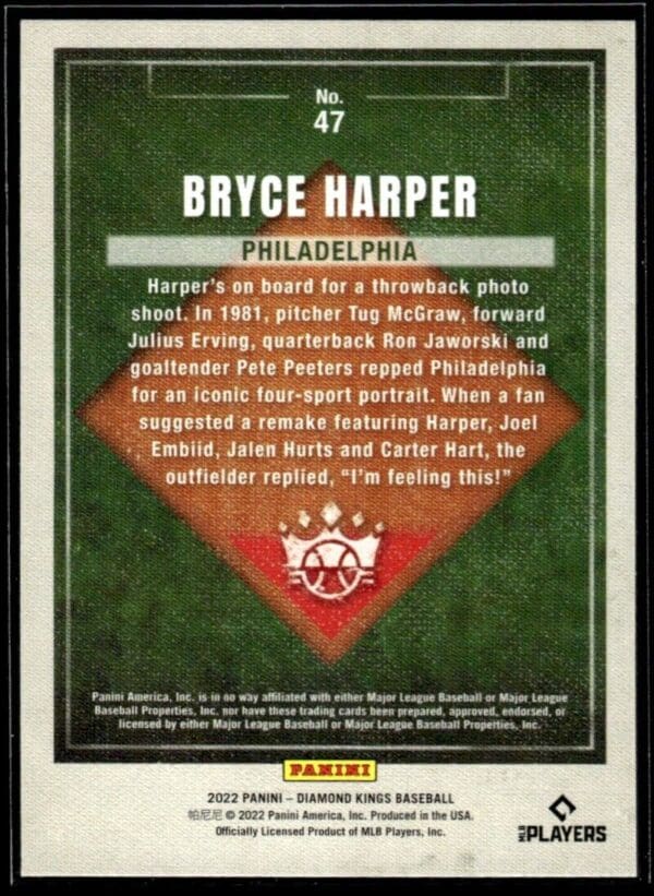 2022 Panini Diamond Kings Philadelphia Phillies #47 Bryce Harper