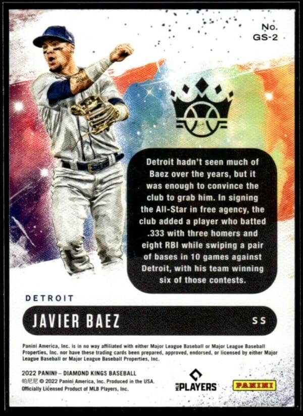 2022 Panini Diamond Kings Gallery of Stars Detroit Tigers #GS-2 Javier Baez