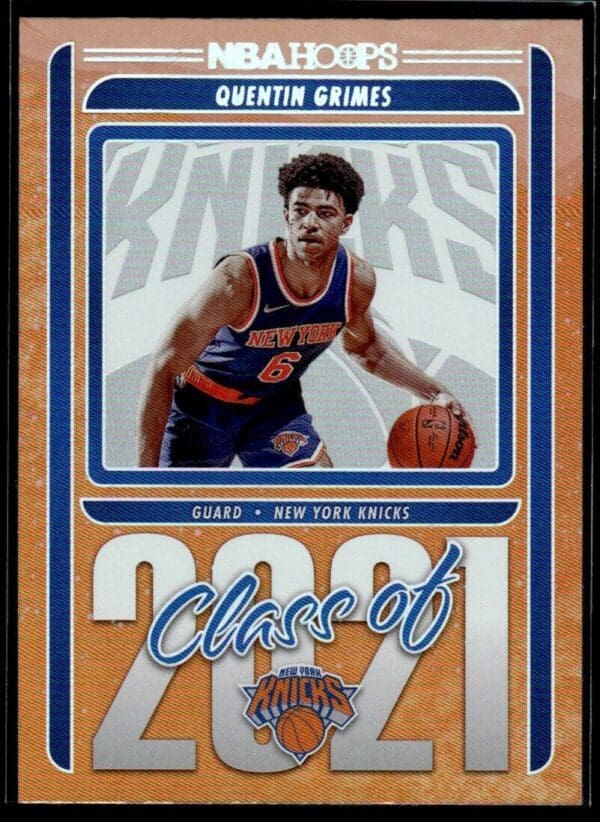 2021-22 Hoops Class of 2021 Quentin Grimes Rookie New York Knicks #13 Holograph