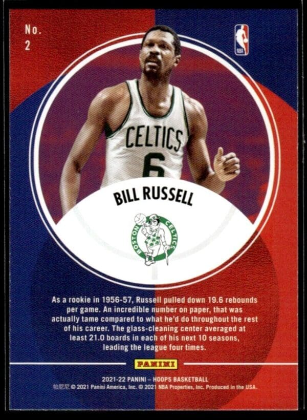 2021-22 Hoops Legends of the Ball Bill Russell Boston Celtics #2