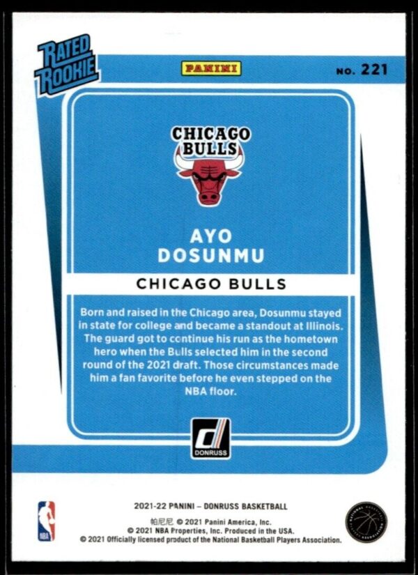 2021 Donruss Chicago Bulls #221 Ayo Dosunmu RC Rookie