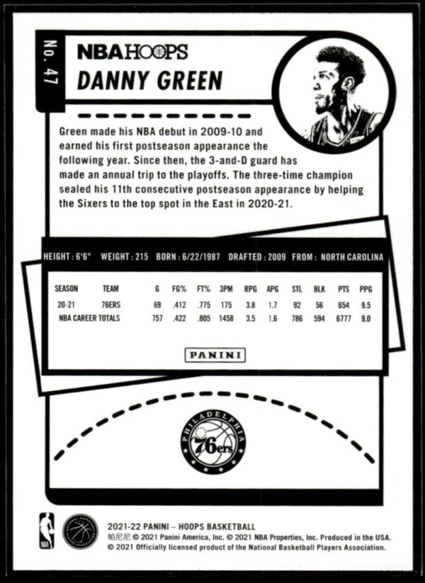 2021-22 Hoops Purple Danny Green Los Angeles Lakers #47