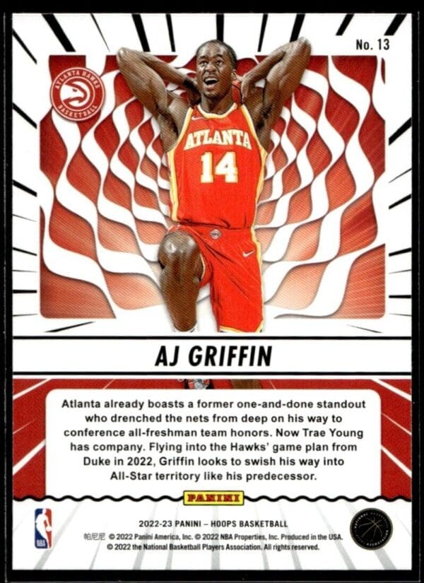 2022 Hoops Class Action Atlanta Hawks #13 AJ Griffin