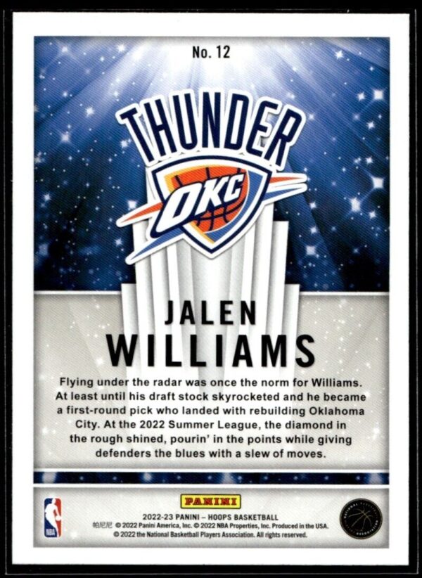 2022 Hoops Now Playing Oklahoma City Thunder #12 Jalen Williams