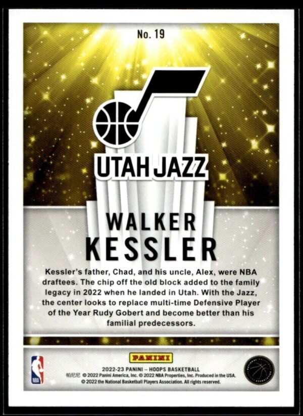 2022 Hoops Now Playing Utah Jazz #19 Walker Kessler