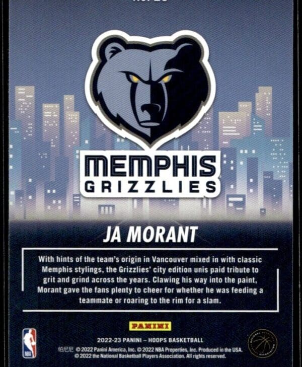 2022 Hoops City Edition Memphis Grizzlies #28 Ja Morant Holo Gold foil