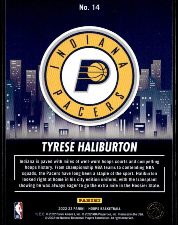_10 2022 Hoops City Edition Indiana Pacers #14 Tyrese Haliburton Holo Gold foil