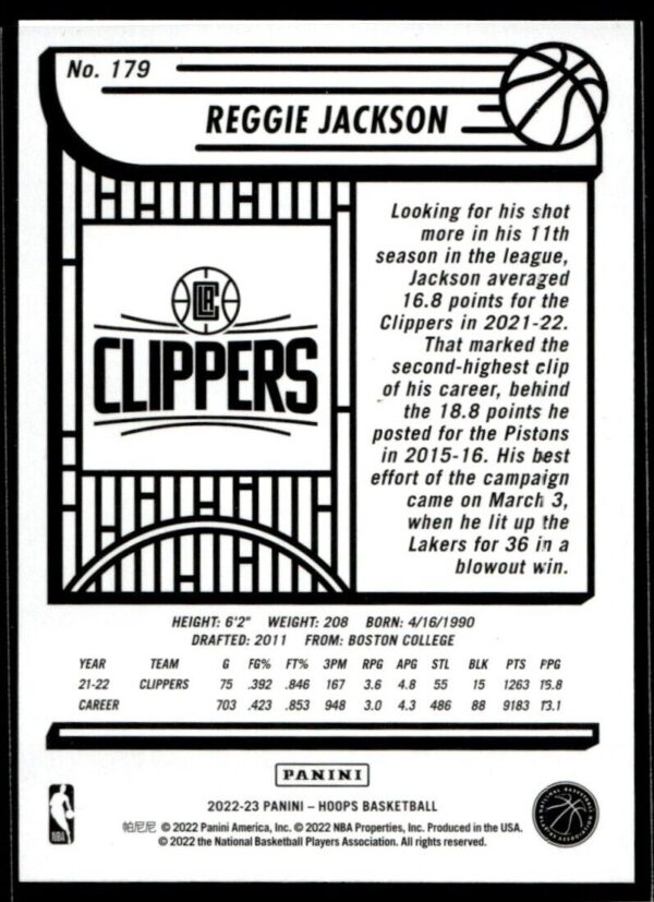2022 Hoops Purple Los Angeles Clippers #179 Reggie Jackson