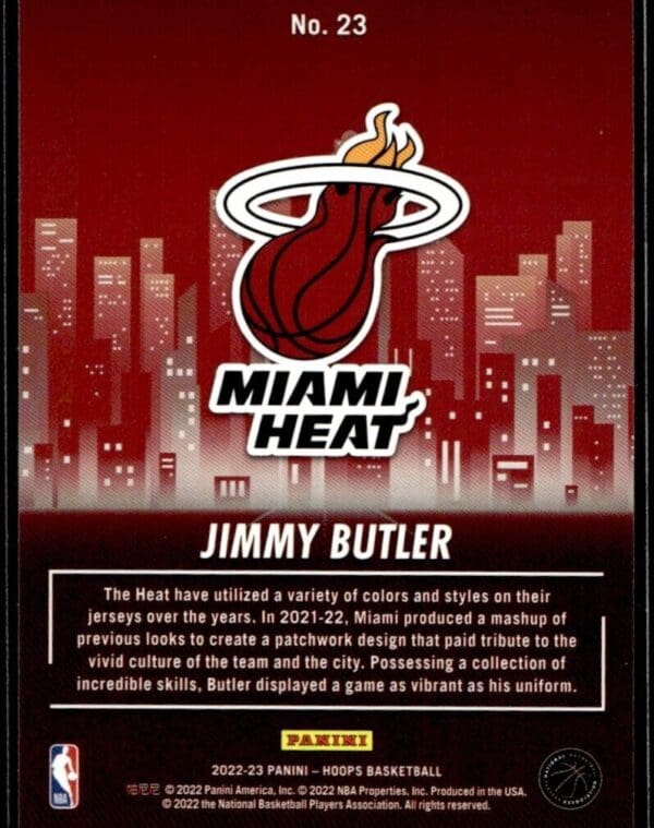 2022 Hoops City Edition Miami Heat #23 Jimmy Butler