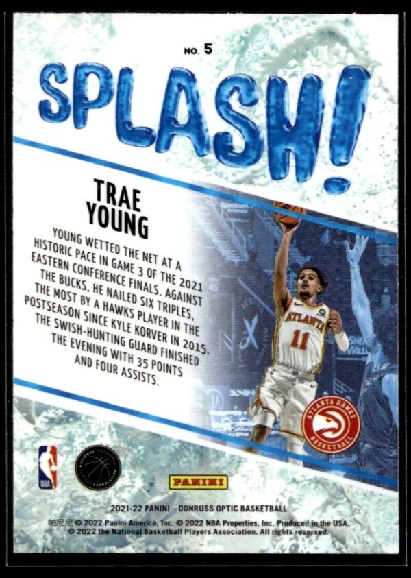 2021 Donruss Optic Splash Atlanta Hawks #5 Trae Young