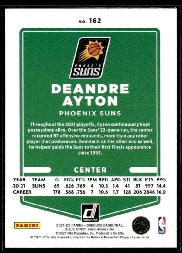 2021 Donruss Phoenix Suns #162 Deandre Ayton