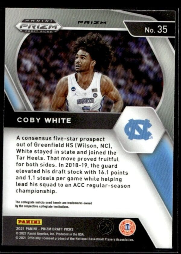 2021 Panini Prizm Draft Picks North Carolina Tar Heels #35 Coby White Orange Cra