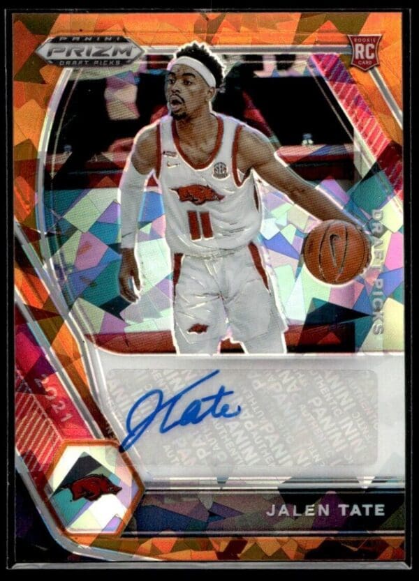 _10 2021 Panini Prizm Draft Picks Autographs Arkansas Razorbacks #DP-JTA Jalen Tate