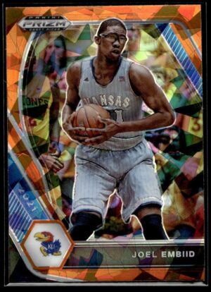 2021 Panini Prizm Draft Picks Kansas Jayhawks #59 Joel Embiid Orange Cracked Ice