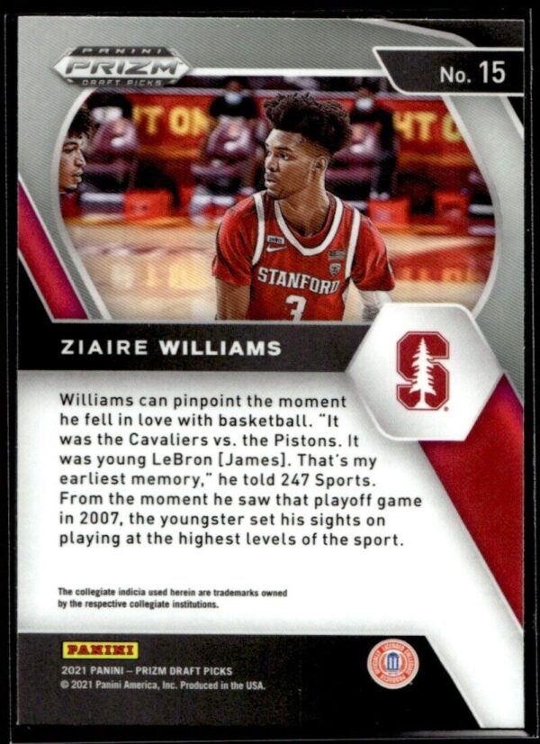 _10 2021 Panini Prizm Draft Picks Memphis Grizzlies #15 Ziaire Williams RC Rookie