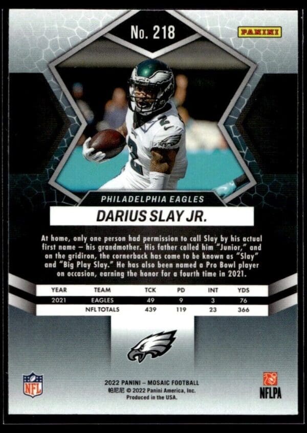 2022 Panini Mosaic Philadelphia Eagles #218 Darius Slayton