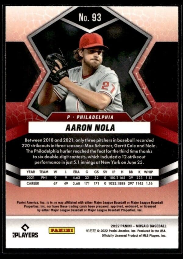 2022 Panini Mosaic Philadelphia Phillies #93 Aaron Nola