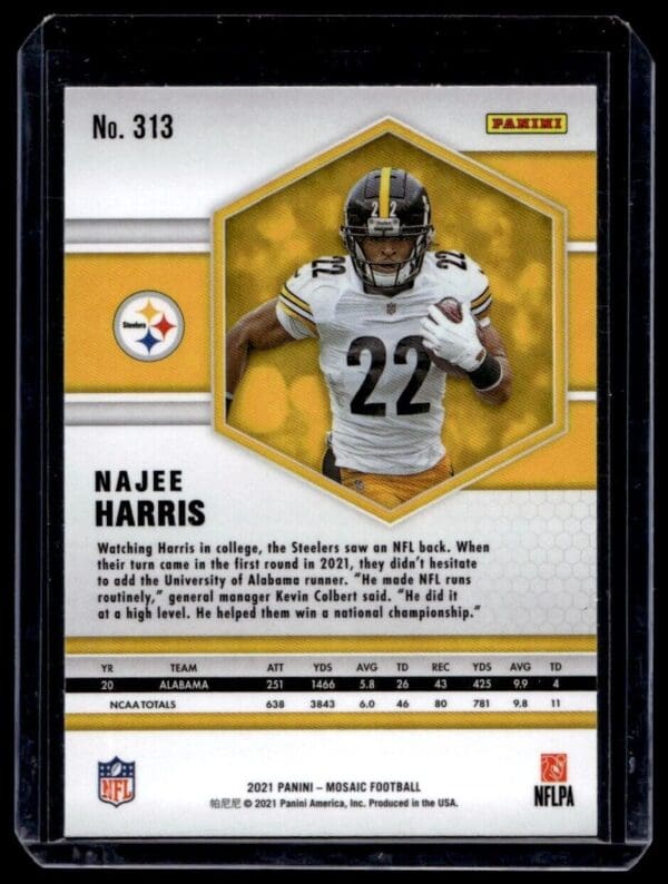 2021 Panini Mosaic Pittsburgh Steelers #313 Najee Harris RC Rookie