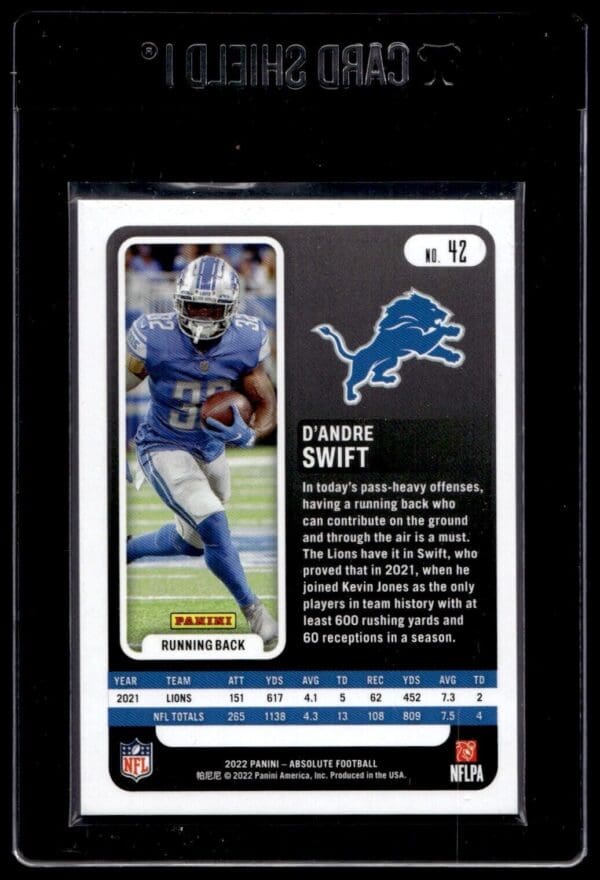 2022 Panini Absolute Detroit Lions #42 D'Andre Swift Silver foil