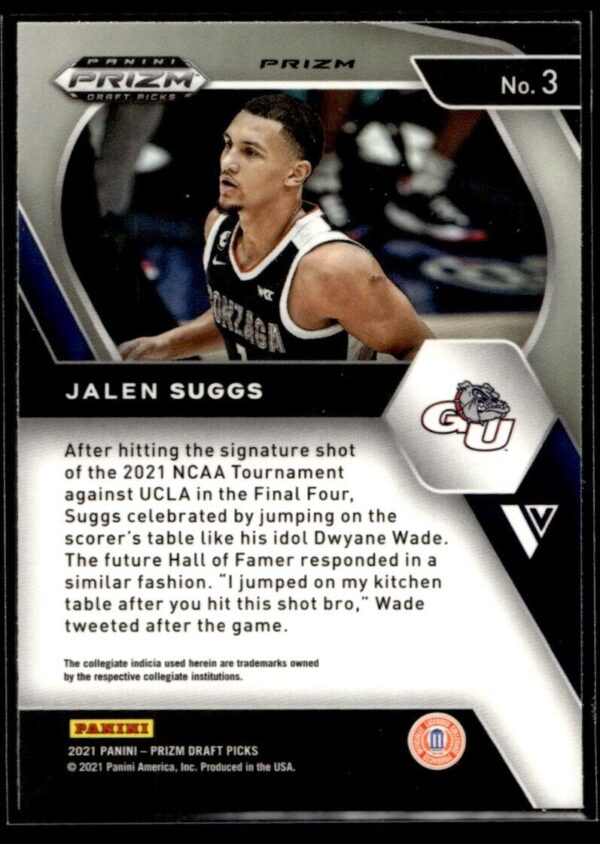 _10 2021 Panini Chronicles Draft Picks Gonzaga Bulldogs #3 Jalen Suggs RC Rookie Ora