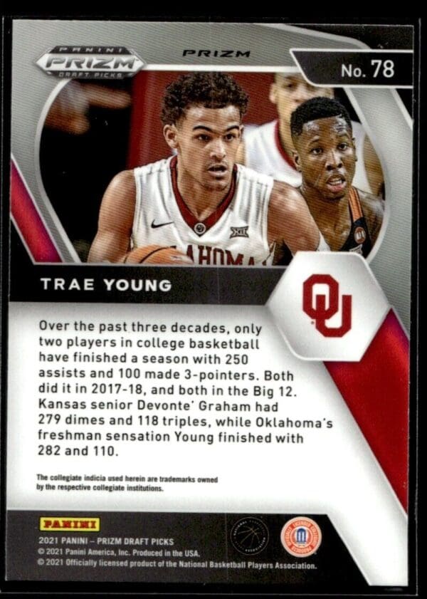 2021 Panini Prizm Draft Picks Oklahoma Sooners #78 Trae Young Orange Cracked Ice