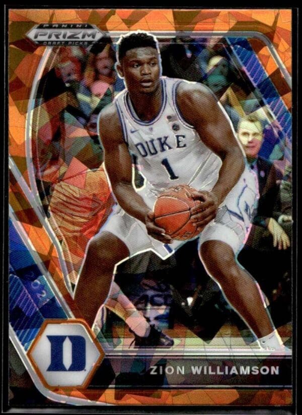2021 Panini Prizm Draft Picks Duke Blue Devils #63 Zion Williamson Orange Cracke