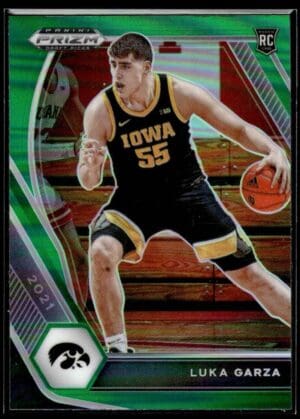 2021 Panini Prizm Draft Picks Iowa Hawkeyes #51 Luka Garza RC Rookie Green Prizm