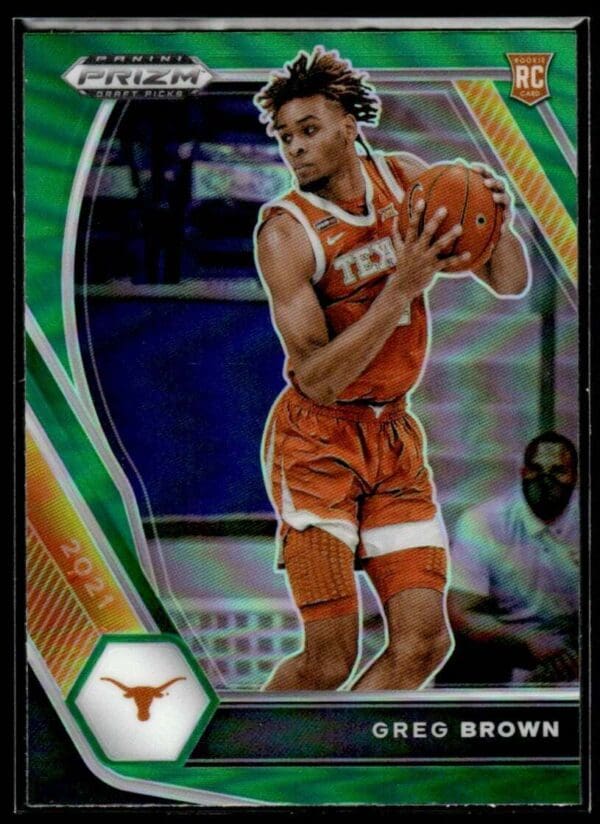 2021 Panini Prizm Draft Picks Texas Longhorns #27 Greg Brown III RC Rookie Green