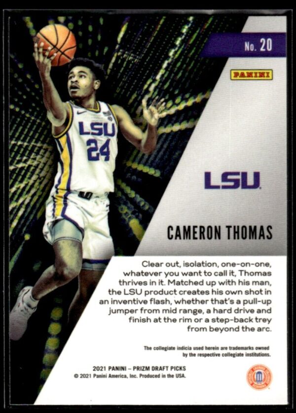 2021 Panini Prizm Draft Picks Instant Impact LSU Tigers #20 Cameron Thomas RC