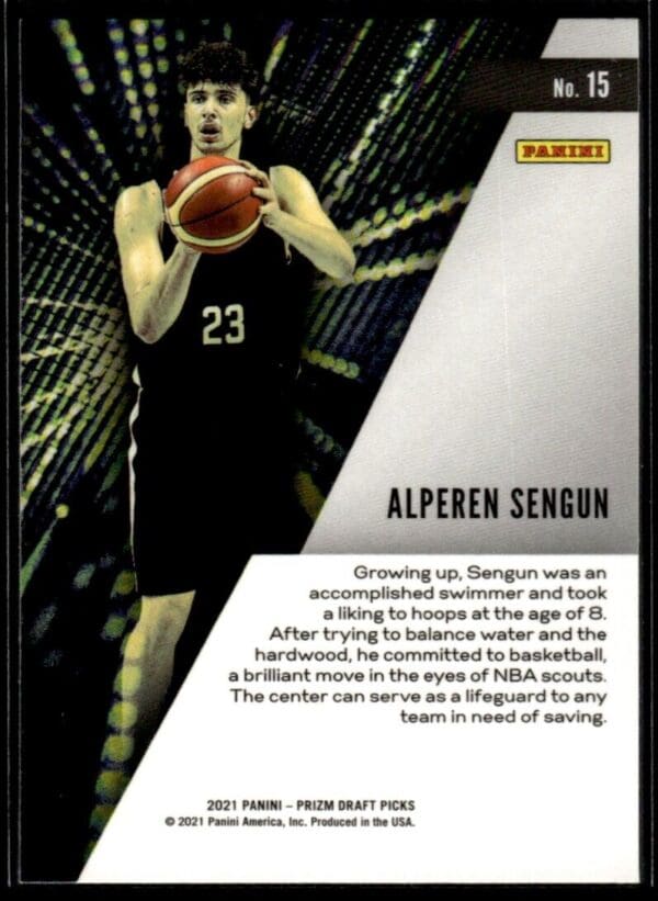 2021 Prizm Draft Picks Instant Impact Houston Rockets #15 Alperen Sengun RC