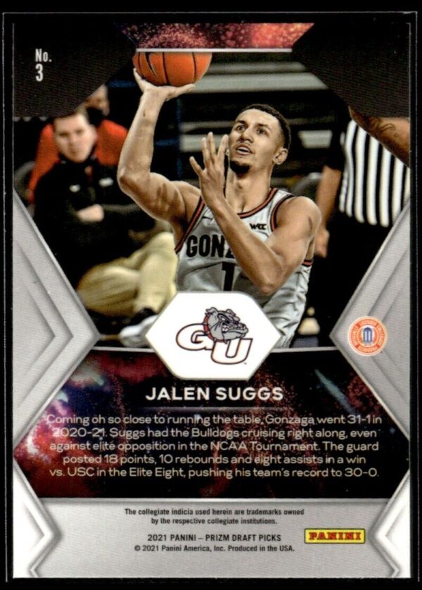 2021 Panini Prizm Draft Picks Fireworks Gonzaga Bulldogs #3 Jalen Suggs RC
