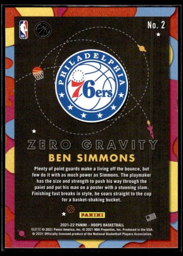 2021 Hoops Zero Gravity Philadelphia 76ers #2 Ben Simmons