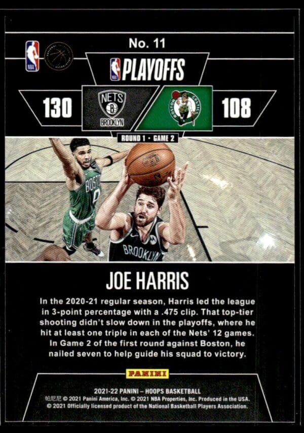 2021 Hoops Road to the Finals First Round Brooklyn Nets #11 Joe Harris 0467/2021