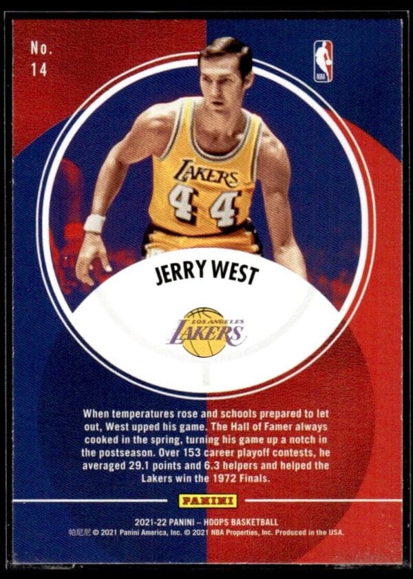 2021 Hoops Legends of the Ball Los Angeles Lakers #14 Jerry West