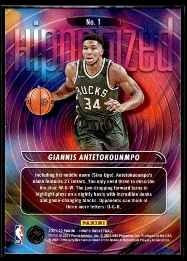 _10 2021 Hoops Hipnotized Milwaukee Bucks #1 Giannis Antetokounmpo