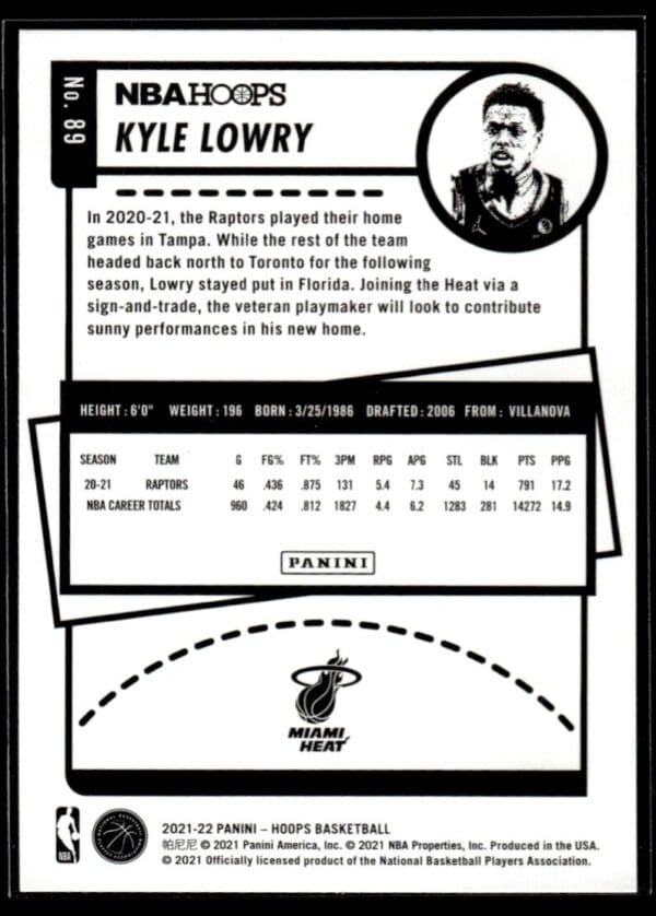 2021 Hoops Miami Heat #89 Kyle Lowry Purple