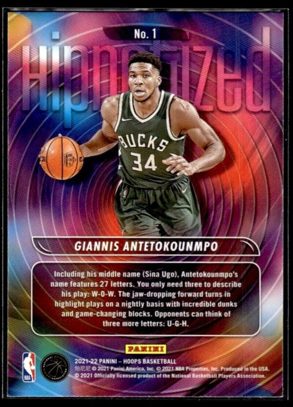2021 Hoops Hipnotized Milwaukee Bucks #1 Giannis Antetokounmpo