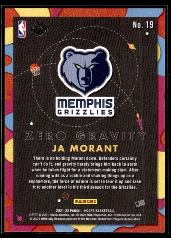 2021 Hoops Zero Gravity Memphis Grizzlies #19 Ja Morant