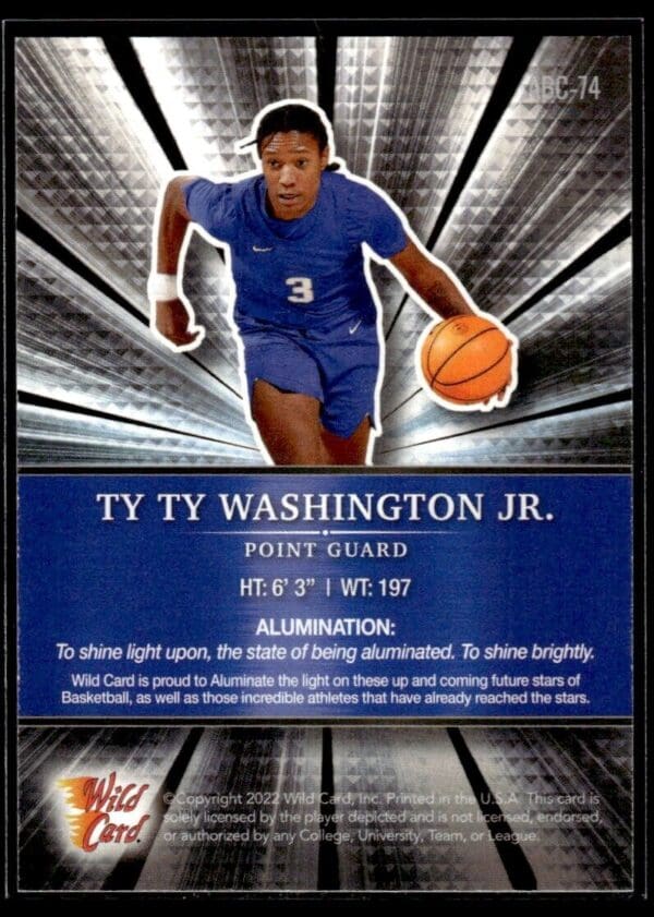 2021 Wild Card Alumination  #ABC-74 TyTy Washington