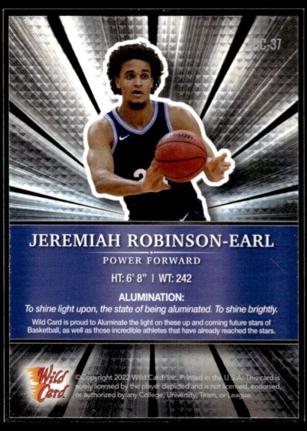 2021 Wild Card Alumination  #ABC-37 Jeremiah Robinson-Earl