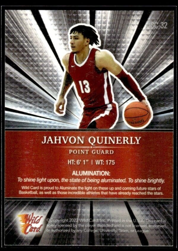 2021 Wild Card Alumination  #ABC-32 Jahvon Quinerly