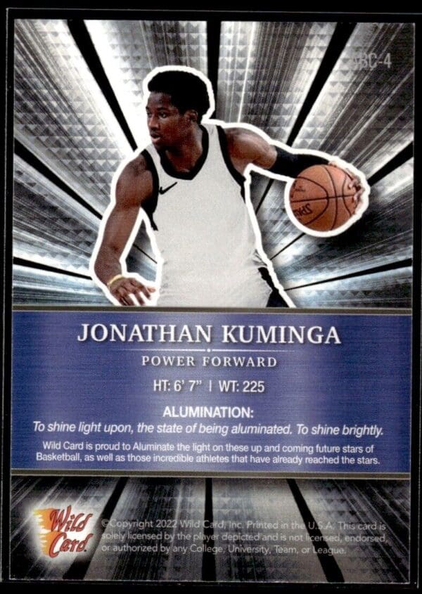 2021 Wild Card Alumination  #ABC-4 Jonathan Kuminga