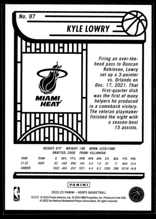 _10 2022 NBA Hoops Miami Heat #97 Kyle Lowry