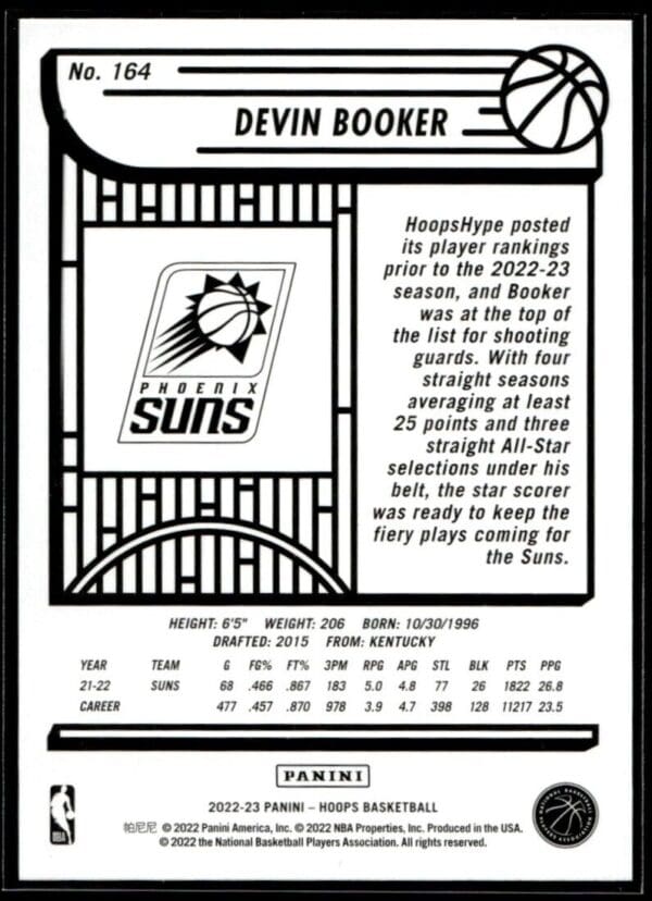 2022 Hoops Phoenix Suns #164 Devin Booker
