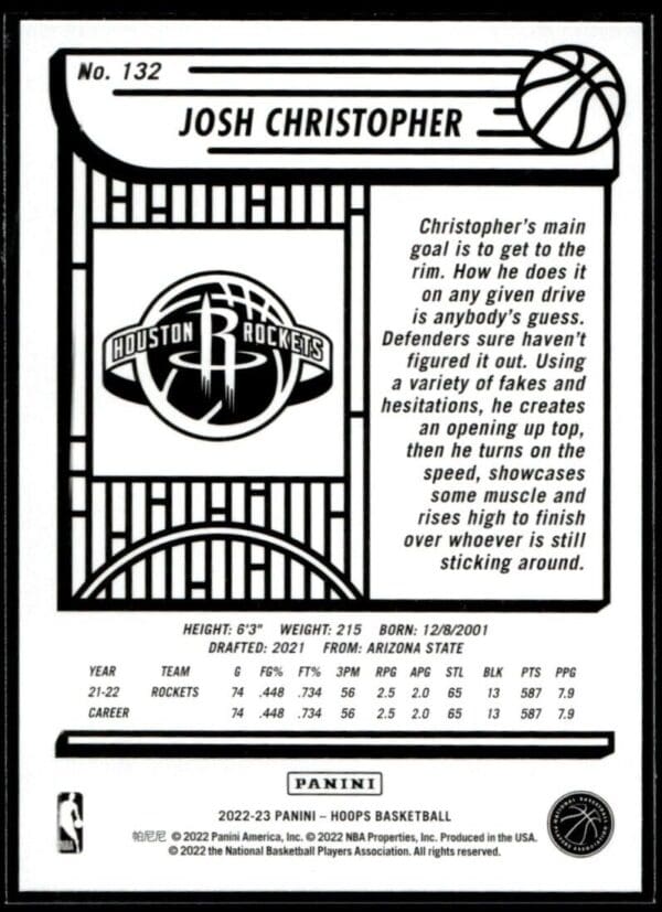 2022 Hoops Houston Rockets #132 Josh Christopher