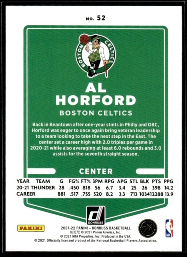 2021 Donruss Boston Celtics #52 Al Horford