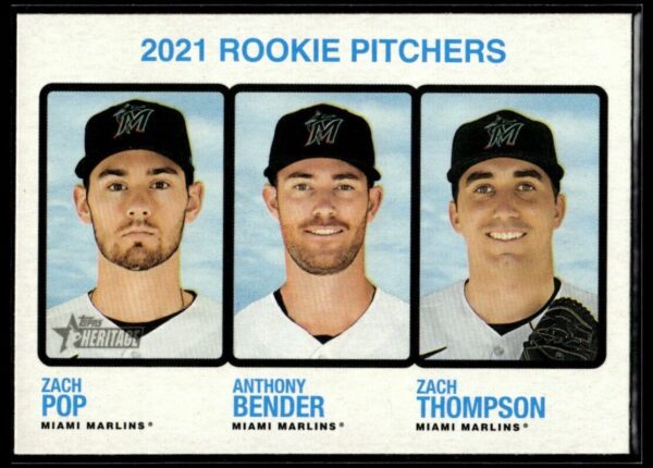 2022 Topps Heritage Zach Pop/Zach Thompson/Anthony Bender Rookie Miami Marlins