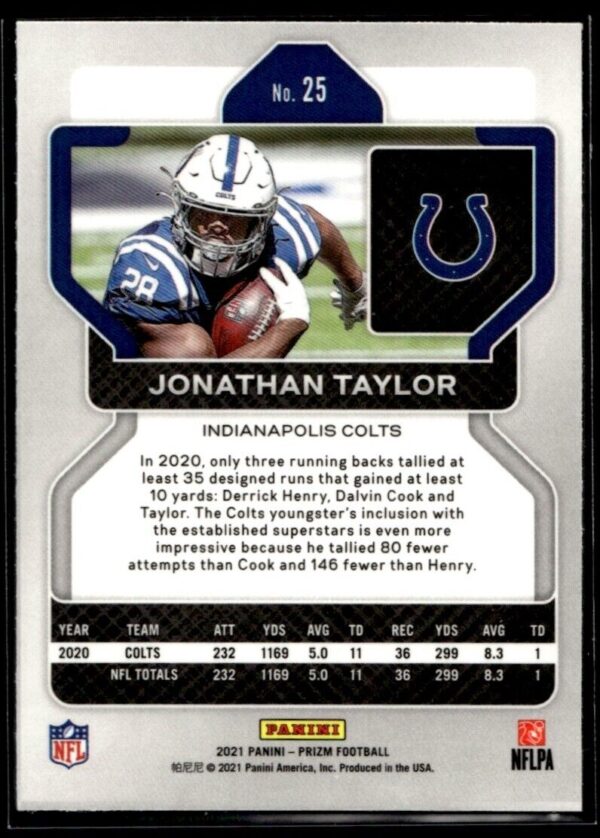 2021 Panini Prizm Jonathan Taylor Indianapolis Colts #25
