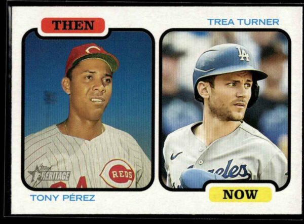2022 Topps Heritage Then and Now Tony Pérez/Trea Turner Cincinnati Reds/Los