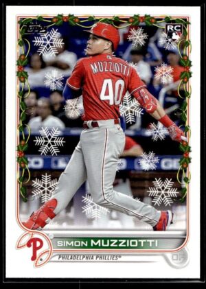 2022 Topps Holiday Philadelphia Phillies #HW32 Simon Muzziotti RC Rookie